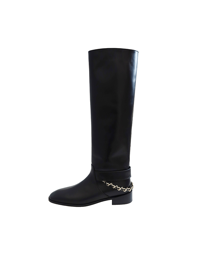 Brit Chain Leather Long Boots